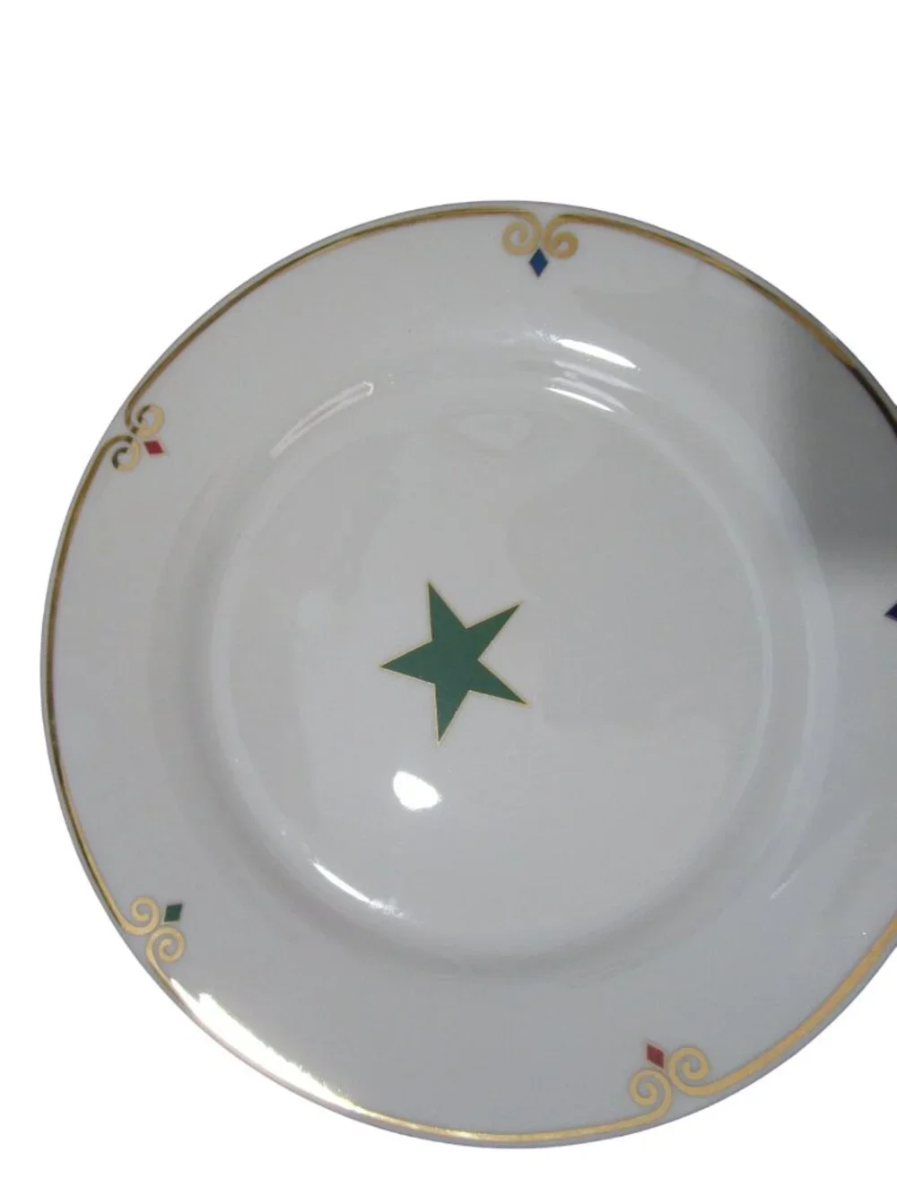 Vintage Pier 1 Celebration Porcelain Salad Dessert Plates Star Design Gold Trim